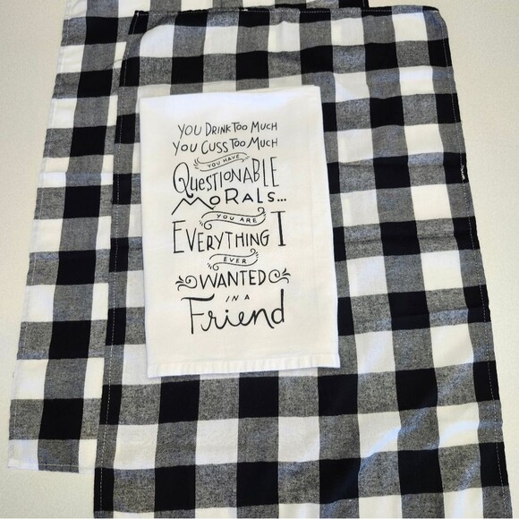 Primitives by Kathy "Questionable Morals" set of 3 tea towels, buffalo check - Picture 8 of 8
